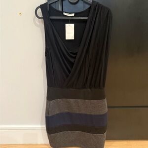 Lush Black and Gray Striped Dress